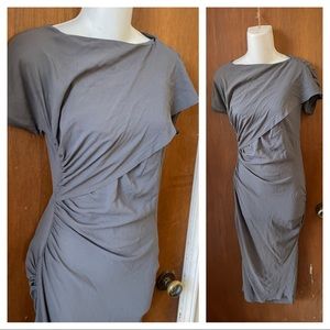 Balenciaga Silk Ruched Dress in Charcoal